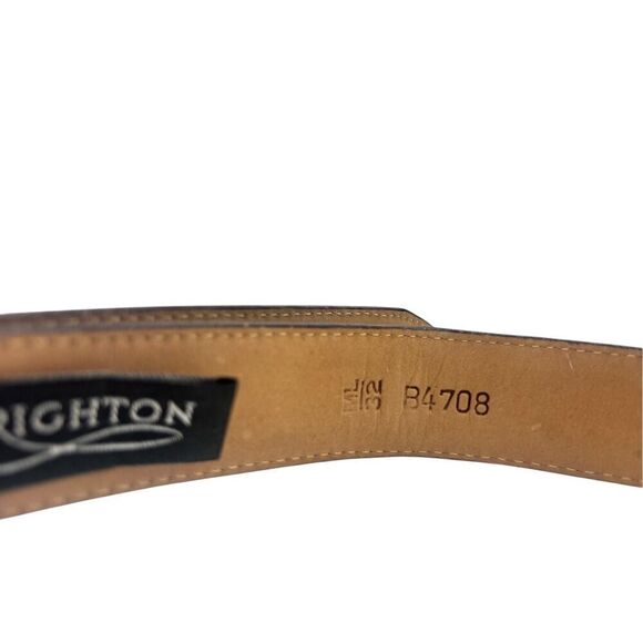 Brighton Brown Croc Embossed Leather Belt Silver Filigree Buckle M/L B4708 - Picture 8 of 9